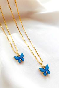 Modalamelif Lacivert Simsiz Kelebek Kolye