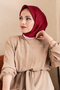 Modalamelif Monoğram Eşarp Bordo-Pudra