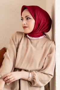 Modalamelif Monoğram Eşarp Bordo-Pudra