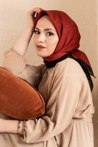 Modalamelif Monoğram Eşarp Kiremit-siyah