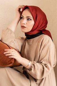 Modalamelif Monoğram Eşarp Kiremit-siyah