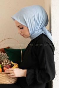 Lamelif Düz Flamlı Eşarp Bebe Mavisi