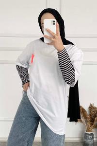 Modalamelif Nakış Baskılı Oversize T-Shirt Pembe