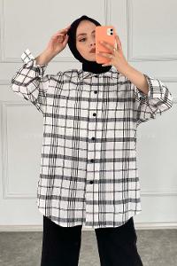 Modalamelif Kareli Salaş Gömlek Siyah