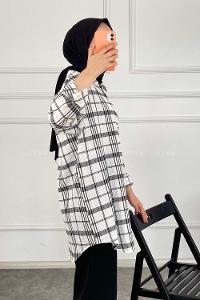 Modalamelif Kareli Salaş Gömlek Siyah