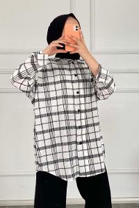 Modalamelif Kareli Salaş Gömlek Siyah