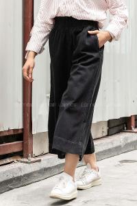 Modalamelif Bel lastikli Bol Paça Midi Boy Jean Siyah