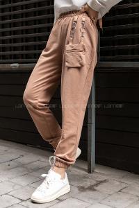 Modalamelif Bel ve Paça Lastikli Cüzdan Cepli Eşofman Sütlü Kahve