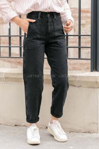 Modalamelif Kargo Cepli Fermuar Detaylı Jean Siyah