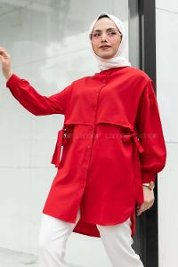 Modalamelif Hakim Yaka Bolero Detaylı Tunik Kırmızı