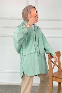Modalamelif Bombe Cepli Ceket Mint Yeşili