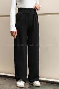 Modalamelif Geniş Kemerli Ayrobin Bol Paça Eşofman Siyah