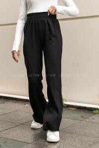 Modalamelif Geniş Kemerli Ayrobin Bol Paça Eşofman Siyah