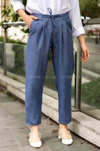 Modalamelif Havuç  Arka Cep Detaylı Pantolon İndigo