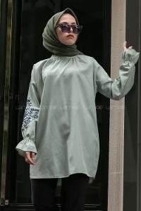 Modalamelif Kol lastikli Nakış Detaylı Çağla Yeşili