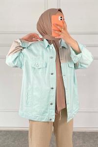 Modalamelif  Önü Çıt Çıt Boy Düğmeli Omuz Kol Garnili Mint