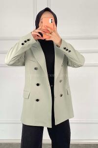 Modalamelif Önü Düğme Detaylı Ceket Çağla Yeşili