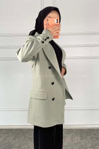 Modalamelif Önü Düğme Detaylı Ceket Çağla Yeşili