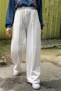 Modalamelif Bol Paça Çımalı Eşofman Beyaz