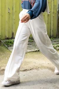 Modalamelif Bol Paça Çımalı Eşofman Beyaz