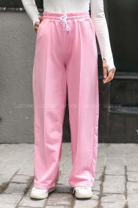 Modalamelif Bol Paça Çımalı Eşofman Pembe