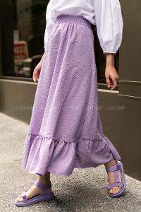 Modalamelif Bürümcük  Desenli Eteği Fırfır Detaylı Etek Lila