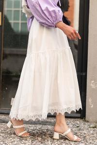 Modalamelif Eteği Dantel Detaylı Fırfırlı Etek Beyaz