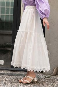 Modalamelif Eteği Dantel Detaylı Fırfırlı Etek Beyaz