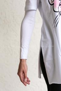 White Normal Neck Long Arm Combed Fabric Collar