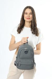 Modalamelif Krinkıl Kumaş Cepli Sırt Çantası Gri