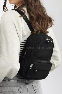 Modalamelif Krinkıl Kumaş Cepli Sırt Çantası Siyah