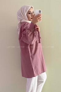 Modalamelif Kuşgözü Bağcıklı Çift Cepli Gömlek Açık Mor