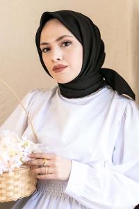 Black Wool Printed Scarf