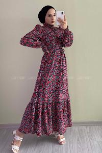 Modalamelif Yaka Bağlamalı Çiçek Model Fırfır Detaylı Gül