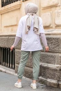 Modalamelif  A Nakış Detaylı İkili Takım Çağla Yeşili