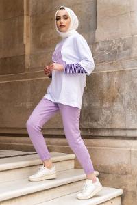 Modalamelif  A Nakış Detaylı İkili Takım Lila