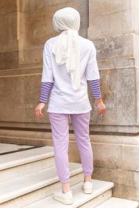 Modalamelif  A Nakış Detaylı İkili Takım Lila