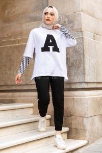 Modalamelif  A Nakış Detaylı İkili Takım Siyah