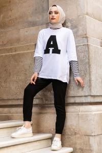 Modalamelif  A Nakış Detaylı İkili Takım Siyah