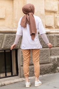 Modalamelif  A Nakış Detaylı İkili Takım Sütlü Kahve