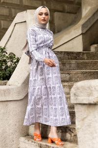 Modalamelif Beli Kuşaklı Nakış Detaylı  Elbise Siyah