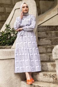 Modalamelif Beli Kuşaklı Nakış Detaylı  Elbise Siyah