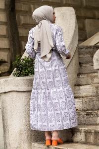 Modalamelif Beli Kuşaklı Nakış Detaylı  Elbise Siyah