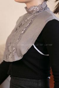 Modalamelif Lüx Dantelli Boyunluk Gri