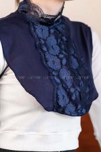 Modalamelif Lüx Dantelli Boyunluk Lacivert