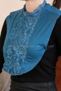 Modalamelif Lüx Dantelli Boyunluk Petrol Mavisi