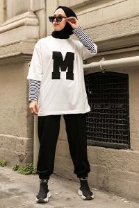 Modalamelif M Nakış Detaylı İkili Takım Siyah