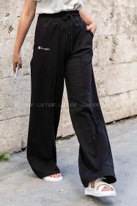 Modalamelif Bol Paça Champion Nakışlı Eşofman Siyah