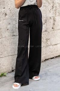 Modalamelif Bol Paça Champion Nakışlı Eşofman Siyah