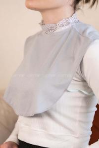 Modalamelif Dantelli Penye Boyunluk Gümüş Gri